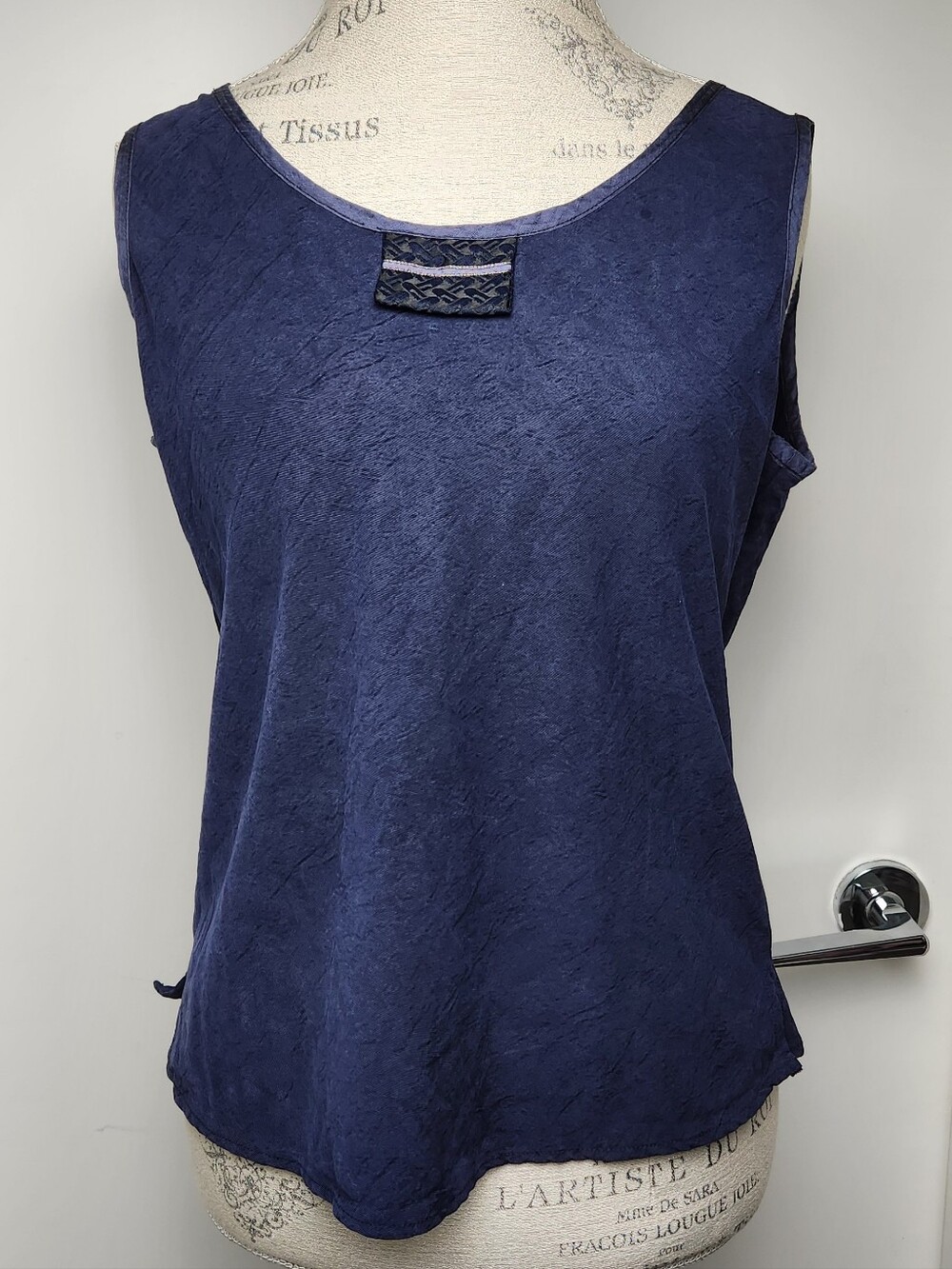 Sleeveless Navy Blue Blouse Top - Picture 1 of 11